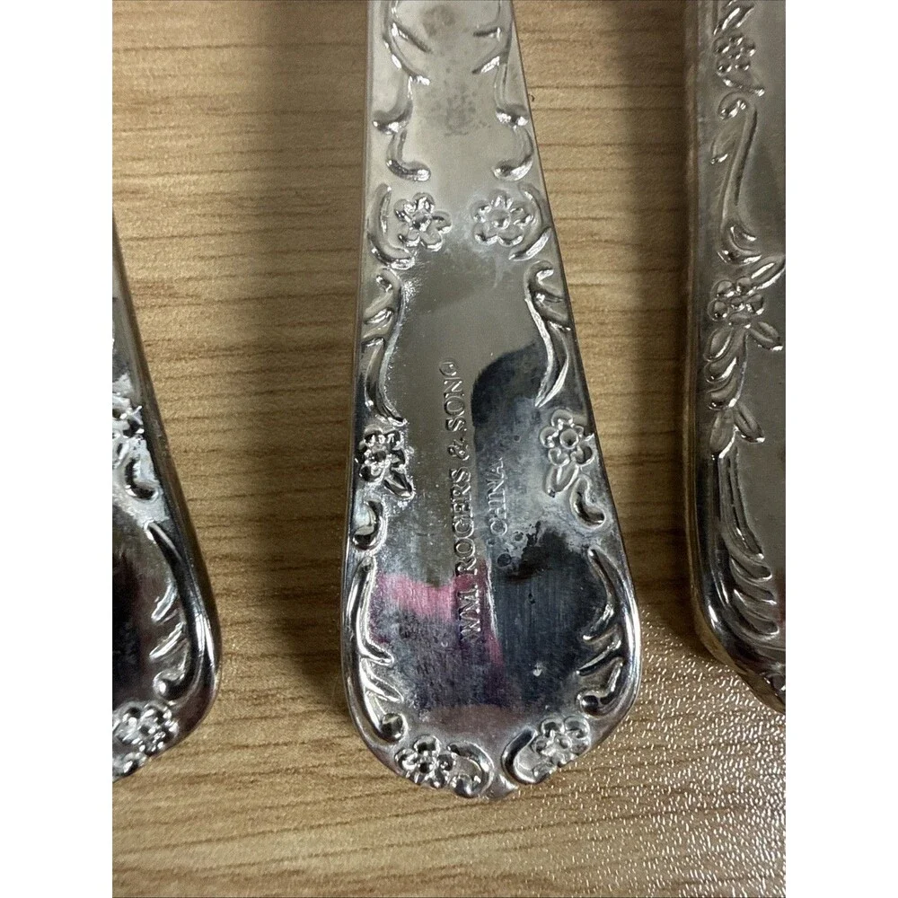 Wm Rogers Son Enchanted Rose Flatware 9 Piece Lot Silverplate Forks Knives